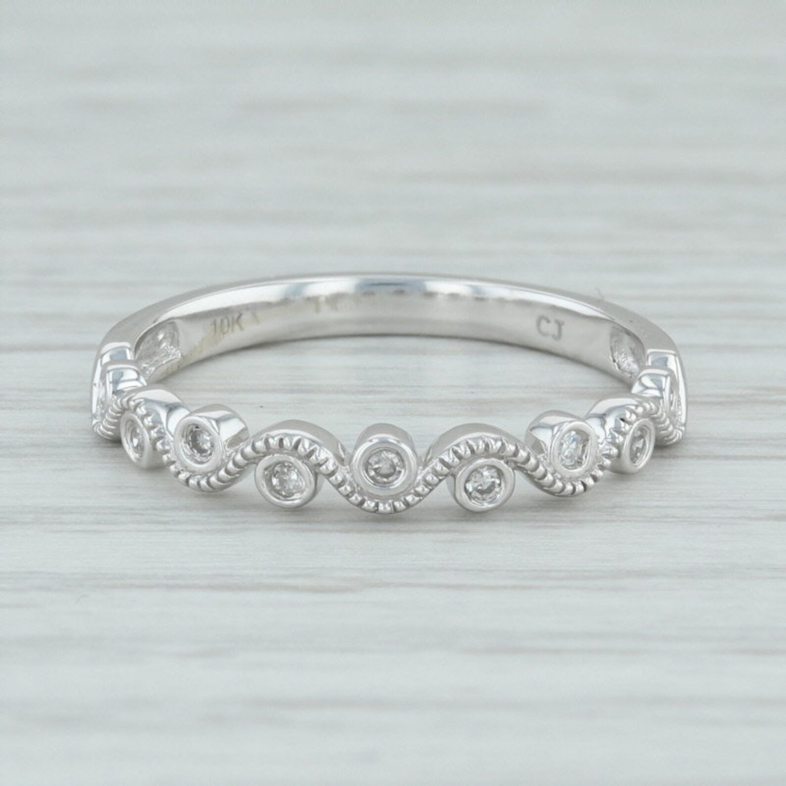 New Diamond Stackable Ring 10k White Gold Stackable Wedding | Etsy