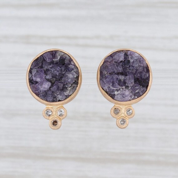 Druzy Amethyst Earrings, Druzy Quartz Earrings, Am
