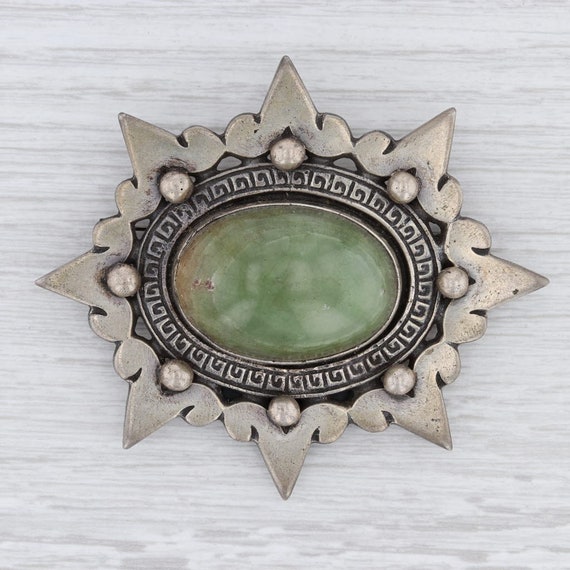 Vintage Brooch, Mexican Onyx Brooch, Green Onyx Br