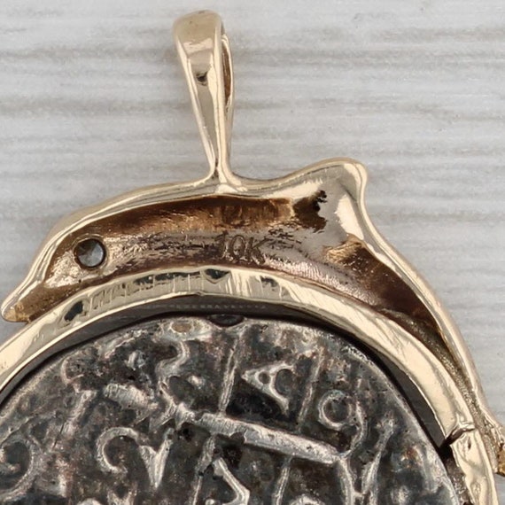 Ancient Coin Copy Dolphin Bezel Pendant 14k Gold … - image 4