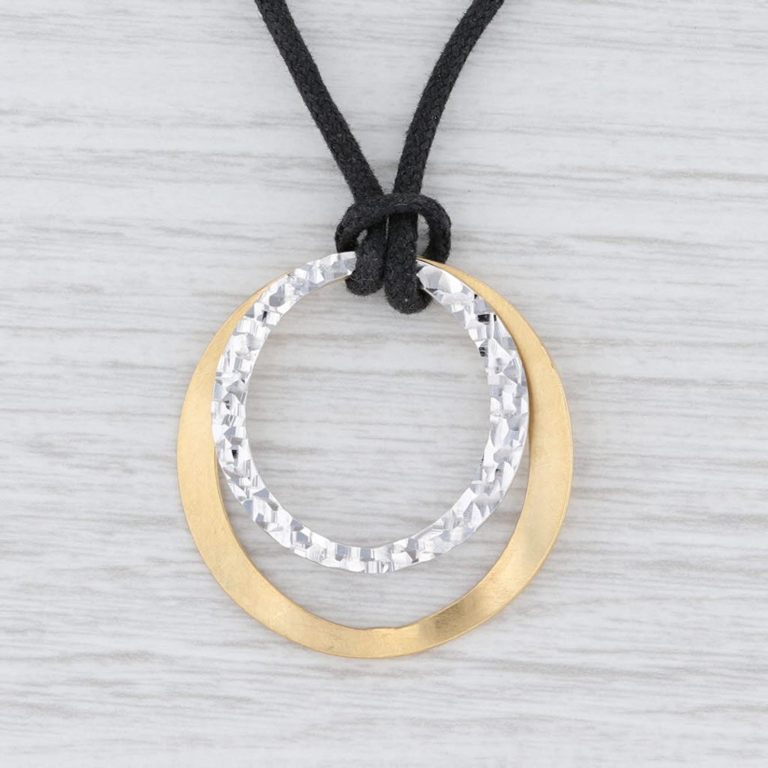 Two-Toned Circle Pendant Necklace main image 1