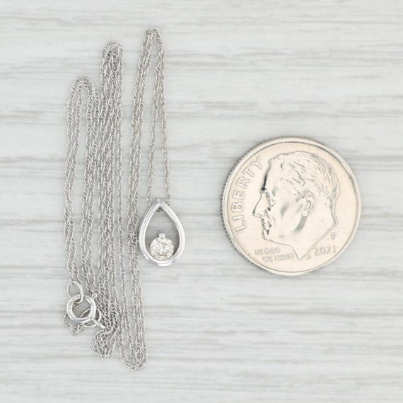 New 0.10ctw Diamond Teardrop Pendant Necklace 14k… - image 7