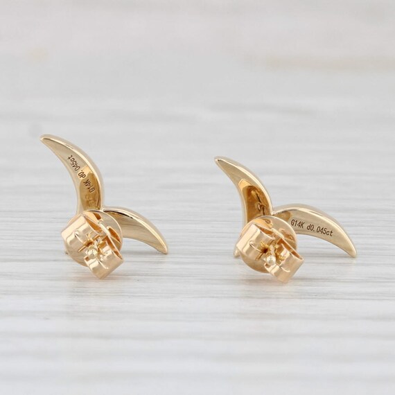 New Diamond Contoured Stud Earrings 14k Yellow Go… - image 3