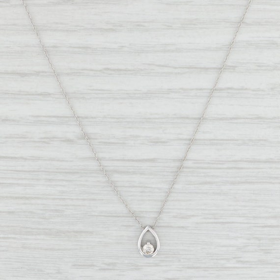 New 0.10ctw Diamond Teardrop Pendant Necklace 14k… - image 1