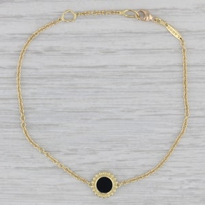 New Lagos Caviar Onyx Covet Bracelet 18k Yellow Gold 7.25" Cable Chain