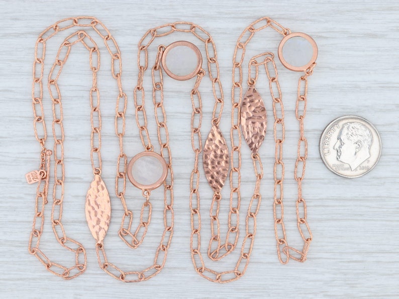 Moonstone Station Necklace Long Layer Necklace Sterling Etsy