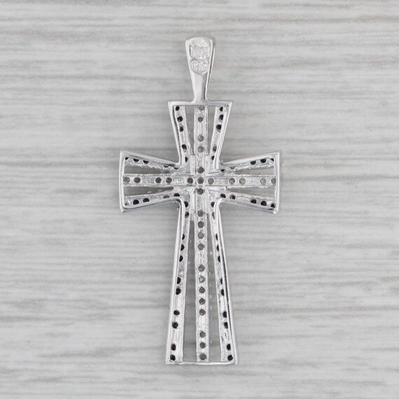 0.20ctw Black White Diamond Cross Pendant 10k Whi… - image 2