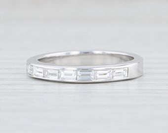 0.70ctw Baguette Diamond Wedding Band 18k White Gold Size 7 Ring