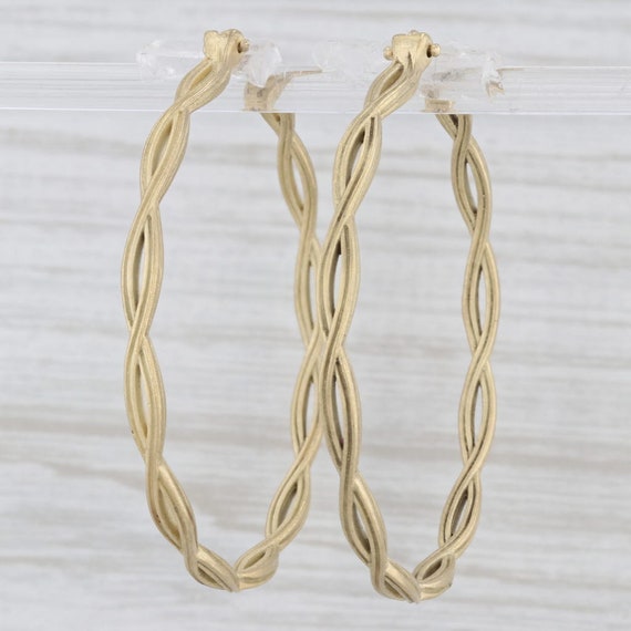 Woven Round Hoop Earrings 18k Yellow Gold Snap To… - image 1