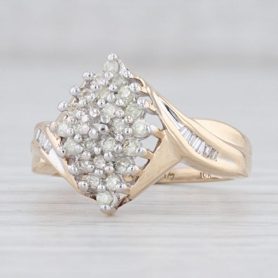 Diamond Cluster Ring, Yellow Gold Ring, Size 7.5 R