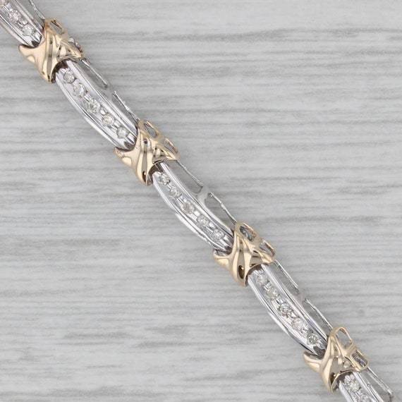 0.20ctw Diamond Bar X Link Bracelet 10k White Yel… - image 5