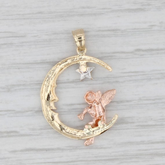 Tri-Toned Crescent Moon Star Guardian Angel Penda… - image 3