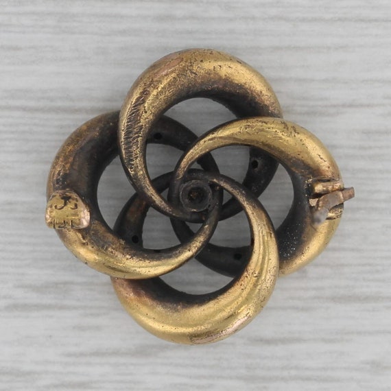 Vintage Flower Knot Brooch 14k Gold Enamel Seed P… - image 3