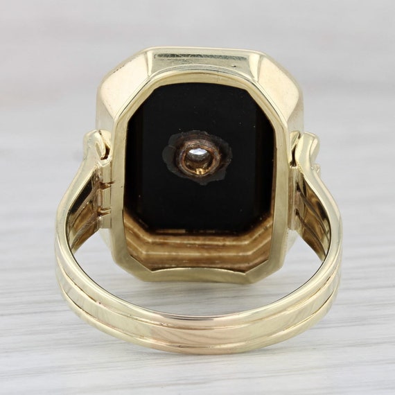 Onyx Diamond Signet Ring 14k Yellow Gold Vintage … - image 4