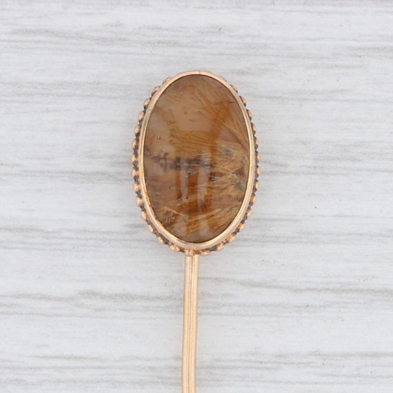 Vintage Stickpin, Brown Chalcedony Stickpin, Yell… - image 1
