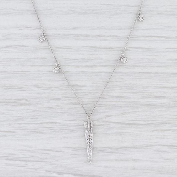 Diamond Station Necklace, Drop Pendant Necklace, W