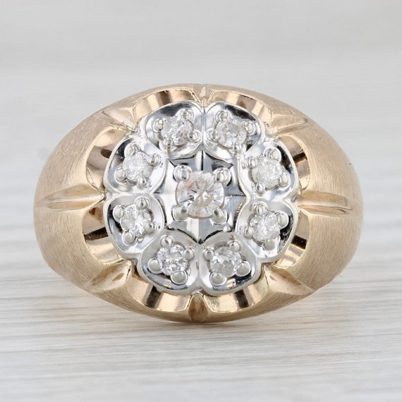 0.46ctw Diamond Cluster Men's Ring Belcher Settin… - image 2