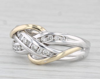 0.26ctw Diamond Knot Ring 10k White Yellow Gold Size 5