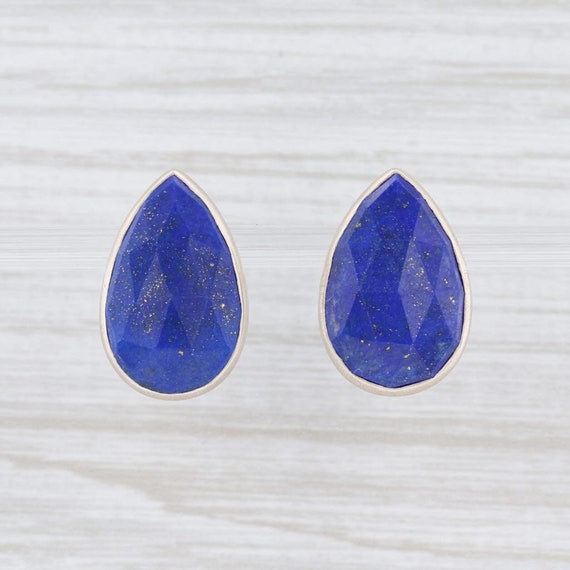 Lapis Lazuli Earrings, Stone Earrings, Teardrop E… - image 1