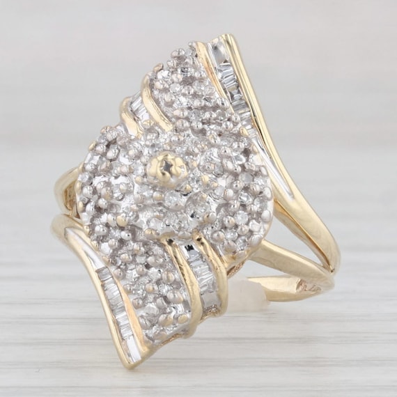0.15ctw Diamond Cluster Bypass Ring 10k Yellow Go… - image 1