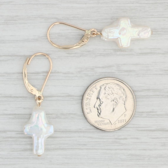 Freshwater Cultured Pearl Cross Dangle Earrings 1… - image 4