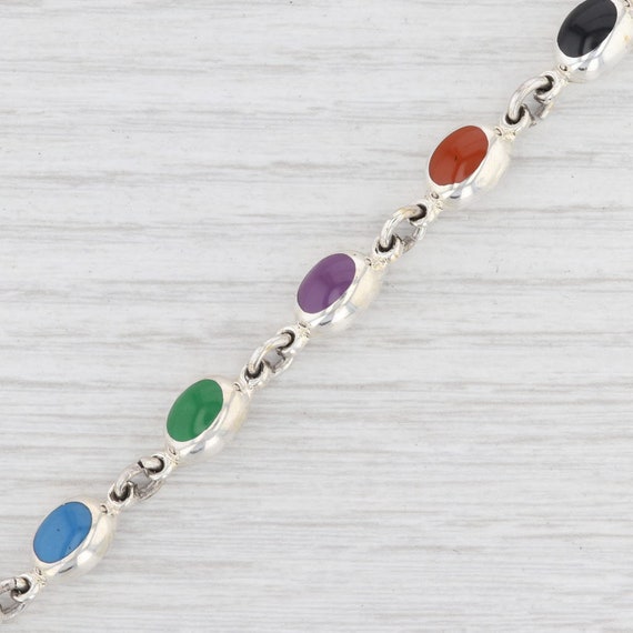New Multi-Color Resin Bracelet Sterling Silver 7.… - image 3