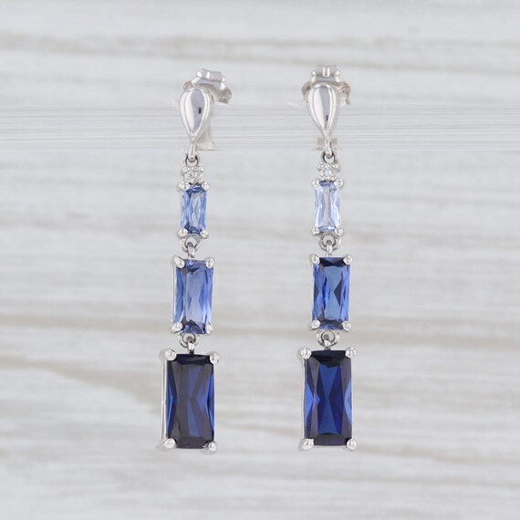 Blue Sapphire Earrings, Sapphire and Diamond Earri