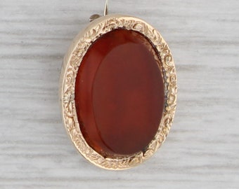 Antiker Roter Sardonyx Karneol Oval Pin Niedrig Karat Gold Revers