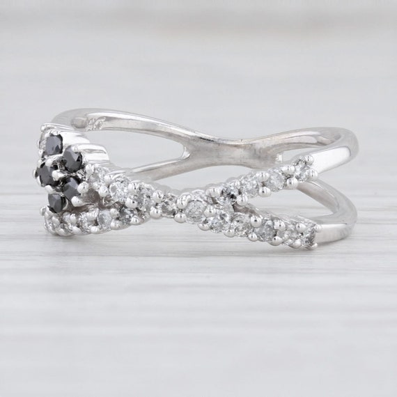 Diamond Flower Ring, Diamond Crossover Ring, White