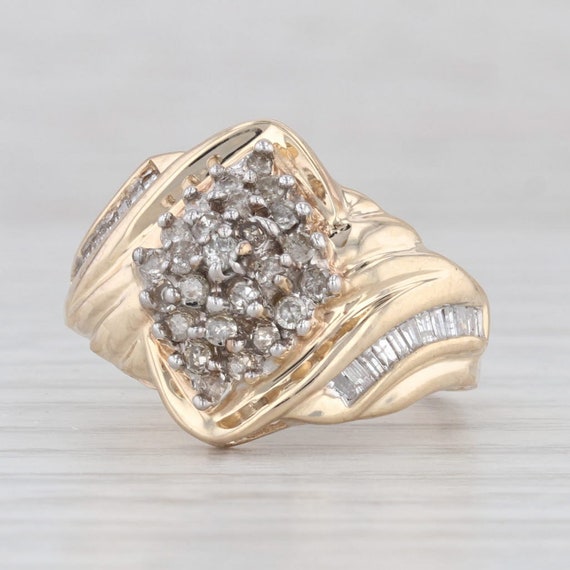 0.40ctw Diamond Cluster Ring 10k Yellow Gold Size… - image 1