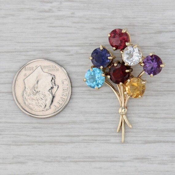 Gemstone Flower Bouquet Pendant 10k Gold Topaz Iolite… Gem