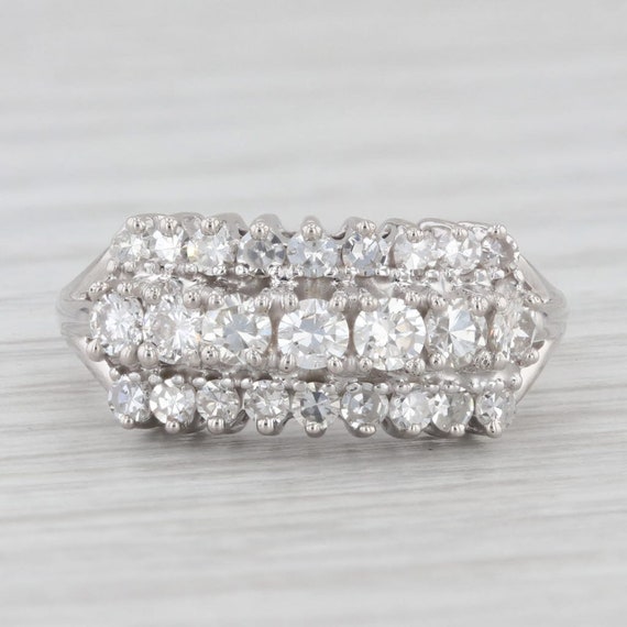 Vintage 0.80ctw Tiered Diamond Ring 14k White Gol… - image 2