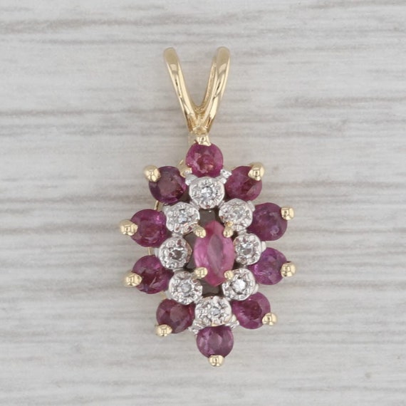 0.91ctw Ruby Diamond Pendant 14k Yellow Gold Marq… - image 1