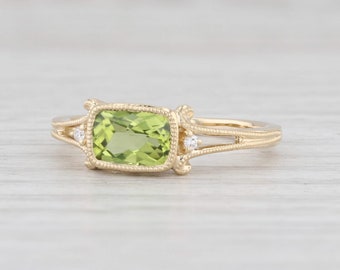 New 1.02ctw Peridot Diamond Ring 14k Yellow Gold Size 6.5 August Birthstone