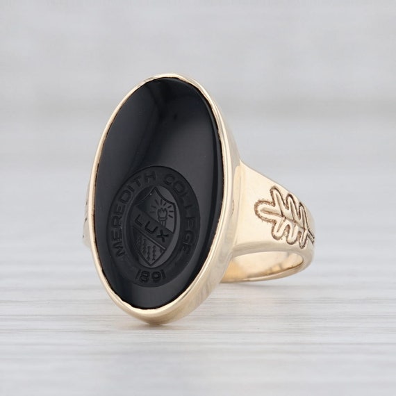 Meredith College Ring, Onyx Signet Ring, Yellow Go