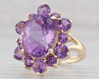 8.20ctw Amethyst Cocktail Ring 14k Yellow Gold Size 6.5