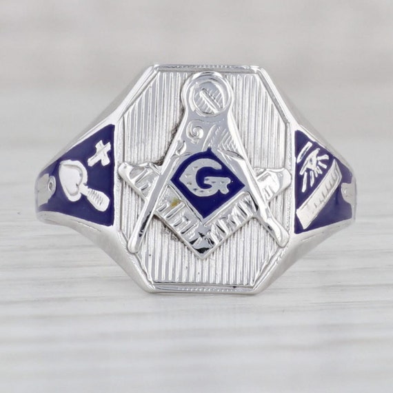 Vintage Masonic Blue Lodge Signet Ring 10k Gold E… - image 2
