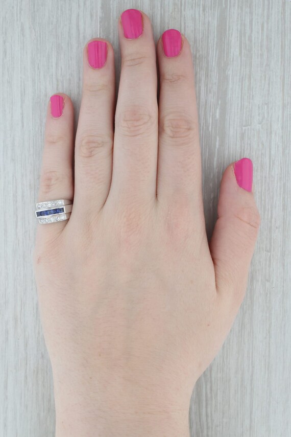 0.80ctw Lab Created Sapphire Diamond Ring Wedding… - image 8