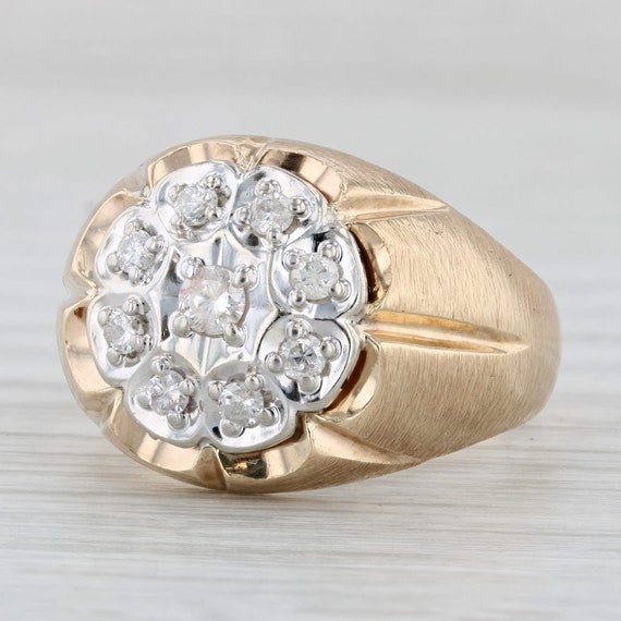 0.46ctw Diamond Cluster Men's Ring Belcher Settin… - image 1