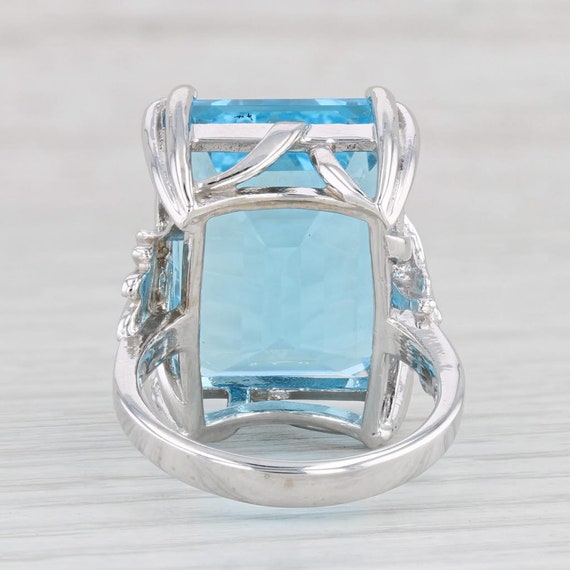 29ct Emerald Cut Blue Topaz Solitaire Ring 14k Wh… - image 4