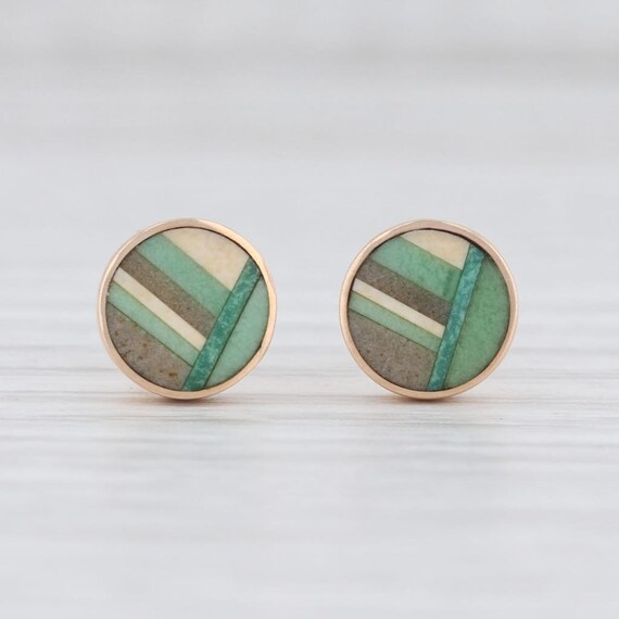 Stone Stud Earrings, Mosaic Stud Earrings, Yellow
