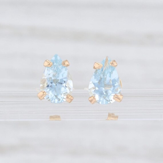 Aquamarine Stud Earrings, Yellow Gold Earrings, Pe
