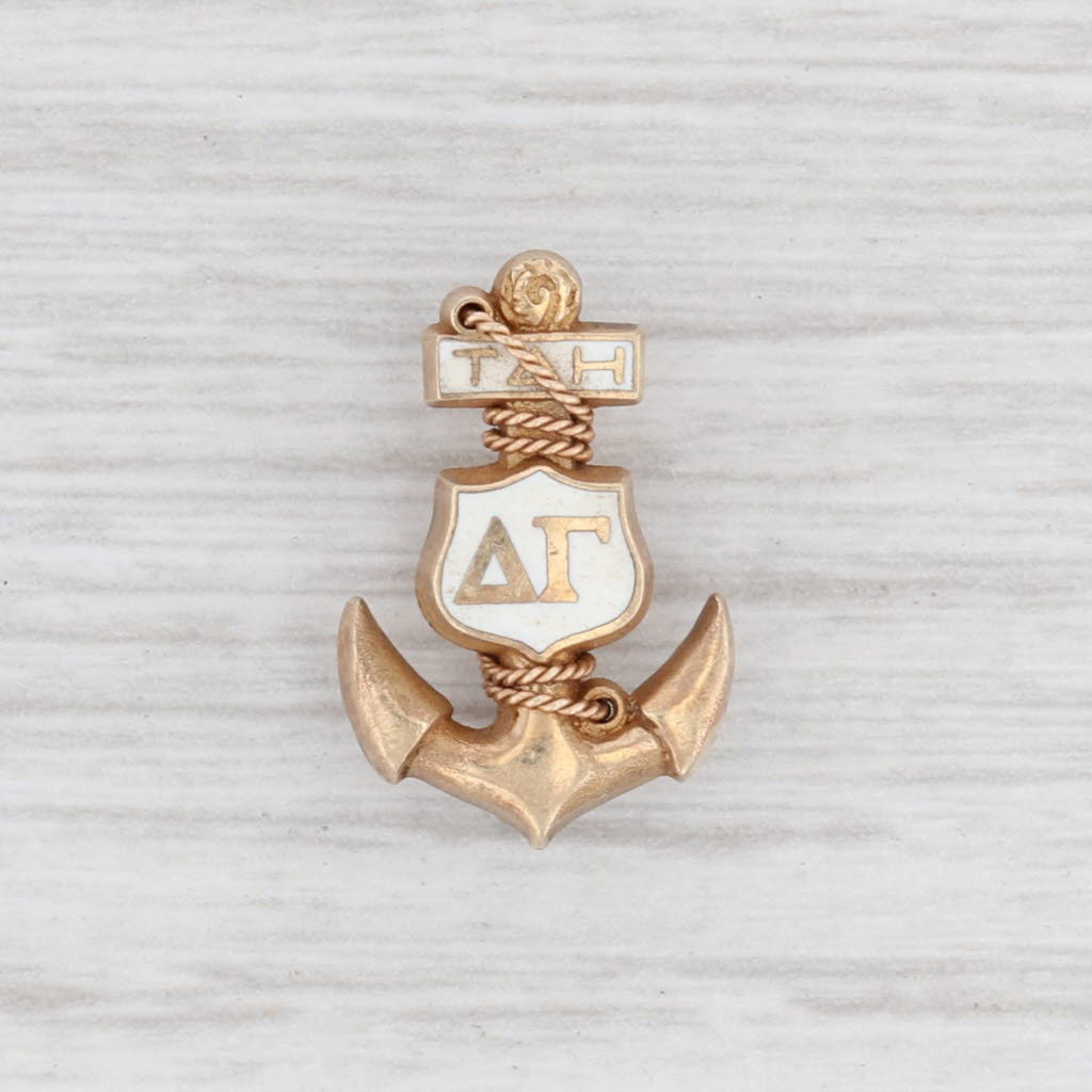 Vintage Delta Gamma Sorority Pin 10k Gold Greek Society Anchor Etsy