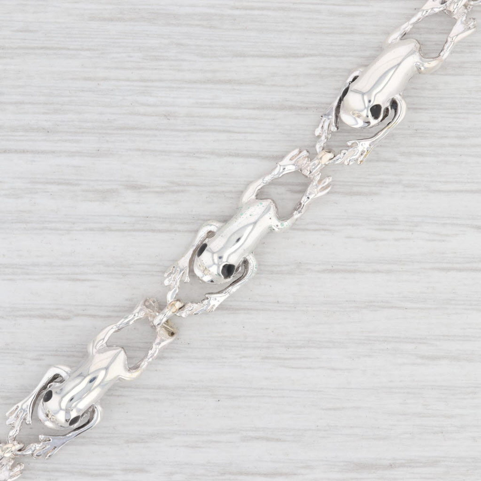 New Frog Link Bracelet Sterling Silver 7 11mm Statement | Etsy