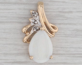 Pear Opal Diamant Anhänger 14k Gelbgold kleiner Tropfen