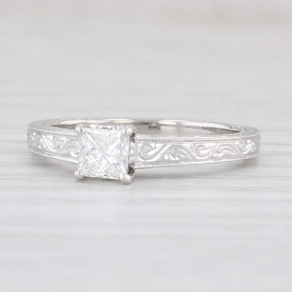 Leo 0.59ct Princess Diamond Engagement Ring 14k W… - image 1