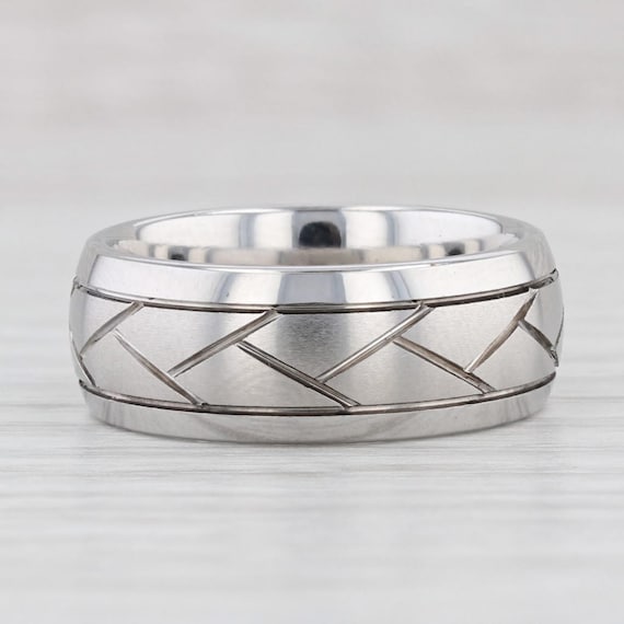 New Crisscross Pattern Cobalt Chrome Ring Size 7.5