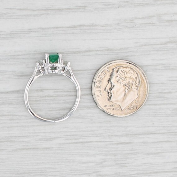 0.47ctw Oval Emerald Diamond Ring 14k White Gold … - image 7