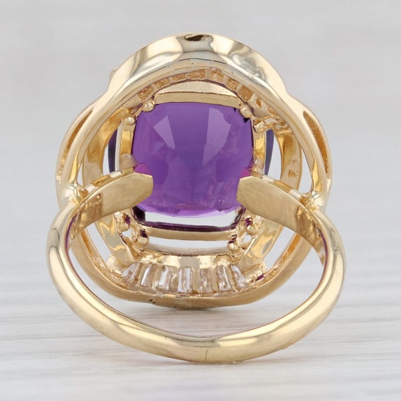 6.48ct Amethyst Diamond Ring 18k Yellow Gold Size… - image 4