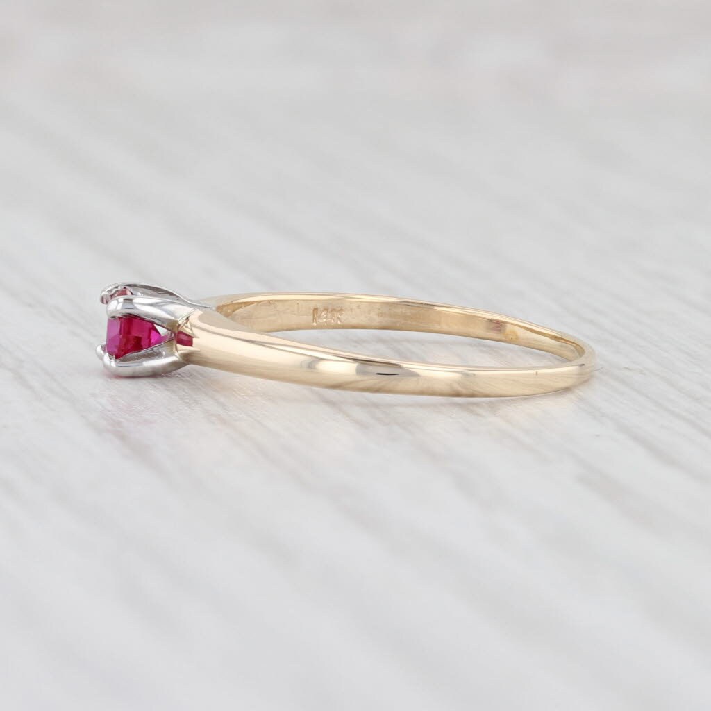 0.30ct Synthetic Ruby Solitaire Ring 14k Yellow Gold Size 6.75 | Etsy